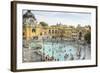 People Soaking and Swimming in the Famous Szechenhu Thermal Bath, Budapest, Hungary-Kimberly Walker-Framed Photographic Print