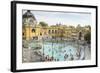 People Soaking and Swimming in the Famous Szechenhu Thermal Bath, Budapest, Hungary-Kimberly Walker-Framed Photographic Print