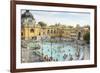 People Soaking and Swimming in the Famous Szechenhu Thermal Bath, Budapest, Hungary-Kimberly Walker-Framed Photographic Print