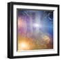 People Soaring Toward Light Amongst Stars-rolffimages-Framed Art Print