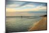 People standing on a sandbar in the water watching sunset-Sheila Haddad-Mounted Photographic Print