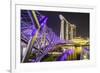 People Strolling on the Helix Bridge Towards the Marina Bay Sands and Artscience Museum at Night-Fraser Hall-Framed Photographic Print