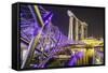 People Strolling on the Helix Bridge Towards the Marina Bay Sands and Artscience Museum at Night-Fraser Hall-Framed Stretched Canvas