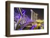 People Strolling on the Helix Bridge Towards the Marina Bay Sands and Artscience Museum at Night-Fraser Hall-Framed Photographic Print