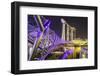 People Strolling on the Helix Bridge Towards the Marina Bay Sands and Artscience Museum at Night-Fraser Hall-Framed Photographic Print