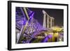 People Strolling on the Helix Bridge Towards the Marina Bay Sands and Artscience Museum at Night-Fraser Hall-Framed Photographic Print