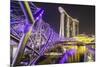 People Strolling on the Helix Bridge Towards the Marina Bay Sands and Artscience Museum at Night-Fraser Hall-Mounted Premium Photographic Print