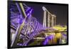 People Strolling on the Helix Bridge Towards the Marina Bay Sands and Artscience Museum at Night-Fraser Hall-Framed Premium Photographic Print