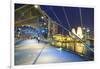 People Strolling on the Helix Bridge Towards the Marina Bay Sands and Artscience Museum at Night-Fraser Hall-Framed Photographic Print