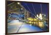 People Strolling on the Helix Bridge Towards the Marina Bay Sands and Artscience Museum at Night-Fraser Hall-Framed Photographic Print