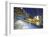 People Strolling on the Helix Bridge Towards the Marina Bay Sands and Artscience Museum at Night-Fraser Hall-Framed Photographic Print