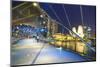 People Strolling on the Helix Bridge Towards the Marina Bay Sands and Artscience Museum at Night-Fraser Hall-Mounted Photographic Print