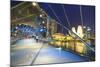 People Strolling on the Helix Bridge Towards the Marina Bay Sands and Artscience Museum at Night-Fraser Hall-Mounted Photographic Print