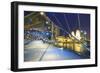 People Strolling on the Helix Bridge Towards the Marina Bay Sands and Artscience Museum at Night-Fraser Hall-Framed Photographic Print