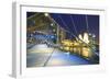 People Strolling on the Helix Bridge Towards the Marina Bay Sands and Artscience Museum at Night-Fraser Hall-Framed Photographic Print