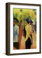 People Strolling under Trees-Auguste Macke-Framed Giclee Print