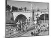 People Sunbathing and Swimming at the Tiber Boathouse-Dmitri Kessel-Mounted Photographic Print