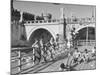 People Sunbathing and Swimming at the Tiber Boathouse-Dmitri Kessel-Mounted Photographic Print