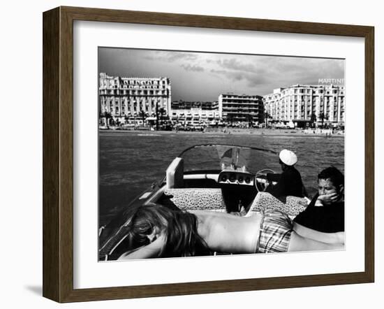 People Sunbathing During the Cannes Film Festival-Paul Schutzer-Framed Premium Photographic Print