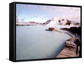 People Swim in the Blue Lagoon Spa in Grindavik, Iceland-null-Framed Stretched Canvas