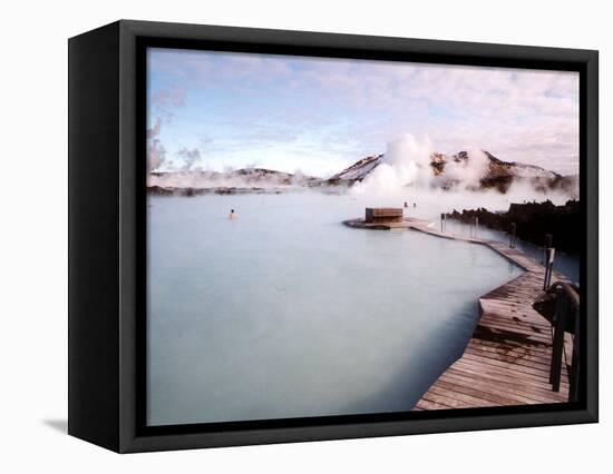 People Swim in the Blue Lagoon Spa in Grindavik, Iceland-null-Framed Stretched Canvas