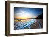 People Swimming in Ocean during Sunset in Costa Rica-N K-Framed Photographic Print