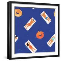 People Swimming, Sunbathing and Relaxing in the Ocean-Tasiania-Framed Premium Giclee Print