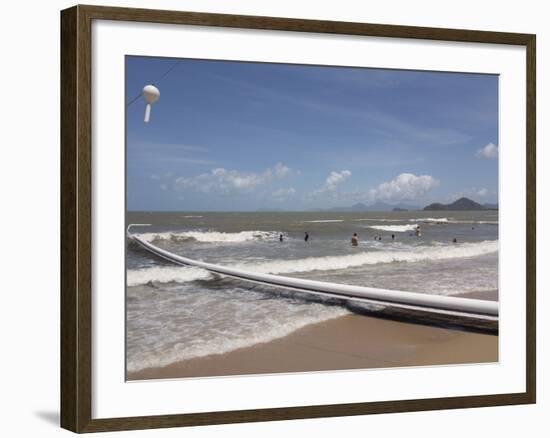 People Swimming Within Stinger Protection Net at Palm Cove-Nick Servian-Framed Photographic Print