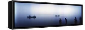 People Taking a Ritual Dip in a River, Ganges River, Varanasi, Uttar Pradesh, India-null-Framed Stretched Canvas