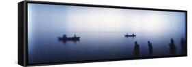 People Taking a Ritual Dip in a River, Ganges River, Varanasi, Uttar Pradesh, India-null-Framed Stretched Canvas