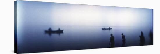 People Taking a Ritual Dip in a River, Ganges River, Varanasi, Uttar Pradesh, India-null-Stretched Canvas