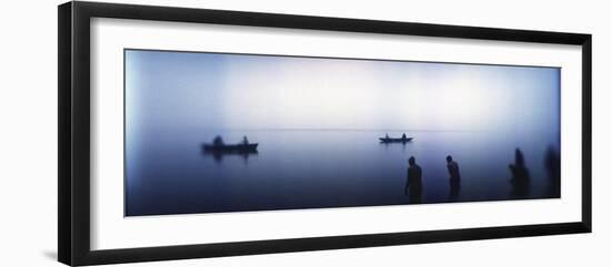 People Taking a Ritual Dip in a River, Ganges River, Varanasi, Uttar Pradesh, India-null-Framed Photographic Print