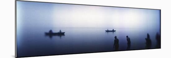 People Taking a Ritual Dip in a River, Ganges River, Varanasi, Uttar Pradesh, India-null-Mounted Photographic Print