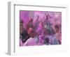 People Throwing Color Powder and Water on Street, Holy Festival, Barsana, India-Keren Su-Framed Photographic Print