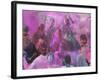 People Throwing Color Powder and Water on Street, Holy Festival, Barsana, India-Keren Su-Framed Photographic Print