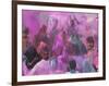 People Throwing Color Powder and Water on Street, Holy Festival, Barsana, India-Keren Su-Framed Photographic Print