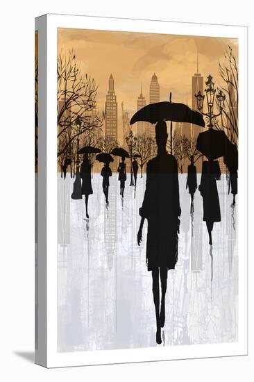 People under Rain in New York-isaxar-Stretched Canvas