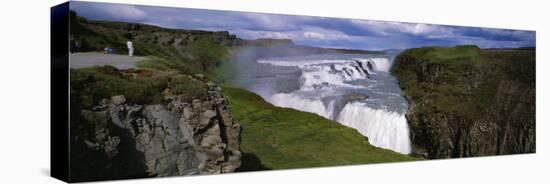 People Viewing Gullfoss or the Golden Waterfall, Iceland-null-Stretched Canvas