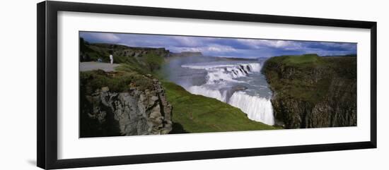 People Viewing Gullfoss or the Golden Waterfall, Iceland-null-Framed Photographic Print