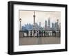 People Viewing the Pudong Skyline and the Oriental Pearl Tower from the Bund, Shanghai, China, Asia-Amanda Hall-Framed Photographic Print