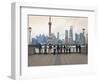 People Viewing the Pudong Skyline and the Oriental Pearl Tower from the Bund, Shanghai, China, Asia-Amanda Hall-Framed Photographic Print