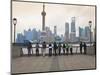 People Viewing the Pudong Skyline and the Oriental Pearl Tower from the Bund, Shanghai, China, Asia-Amanda Hall-Mounted Photographic Print