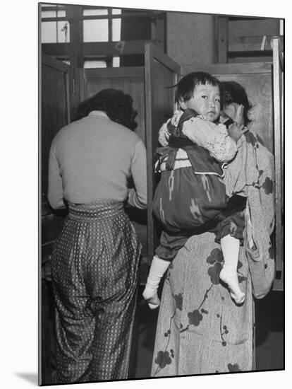 People Voting During Japanese Elections-Alfred Eisenstaedt-Mounted Photographic Print