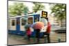 People Waiting for Streetcar on Damrak Street-Guido Cozzi-Mounted Photographic Print