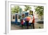 People Waiting for Streetcar on Damrak Street-Guido Cozzi-Framed Photographic Print