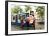 People Waiting for Streetcar on Damrak Street-Guido Cozzi-Framed Photographic Print