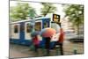 People Waiting for Streetcar on Damrak Street-Guido Cozzi-Mounted Photographic Print