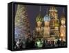 People Walk Along Red Square in Moscow, Decorated for New Year Celebrations-null-Framed Stretched Canvas