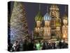 People Walk Along Red Square in Moscow, Decorated for New Year Celebrations-null-Stretched Canvas