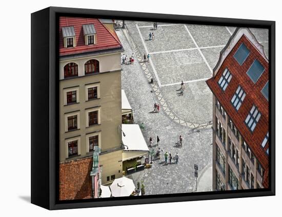 People Walk on the Market Square in Wroclaw, Poland. Top View.-Velishchuk Yevhen-Framed Stretched Canvas